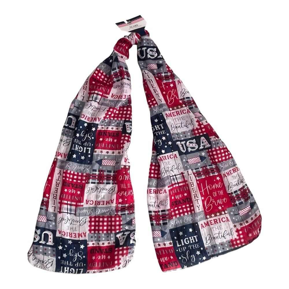 Red and white patriótic bandana Scarf FREE SHIPPING